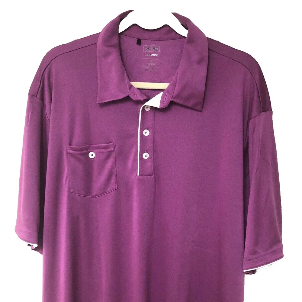 Adidas Mens Polo Shirt Climacool Purple Golf‎ Performance Activewear Wicking 2XL